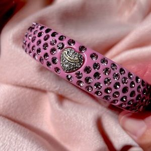 Vintage Juicy Couture pink pave Swarovski Crystal rhinestone bangle bracelet Y2K